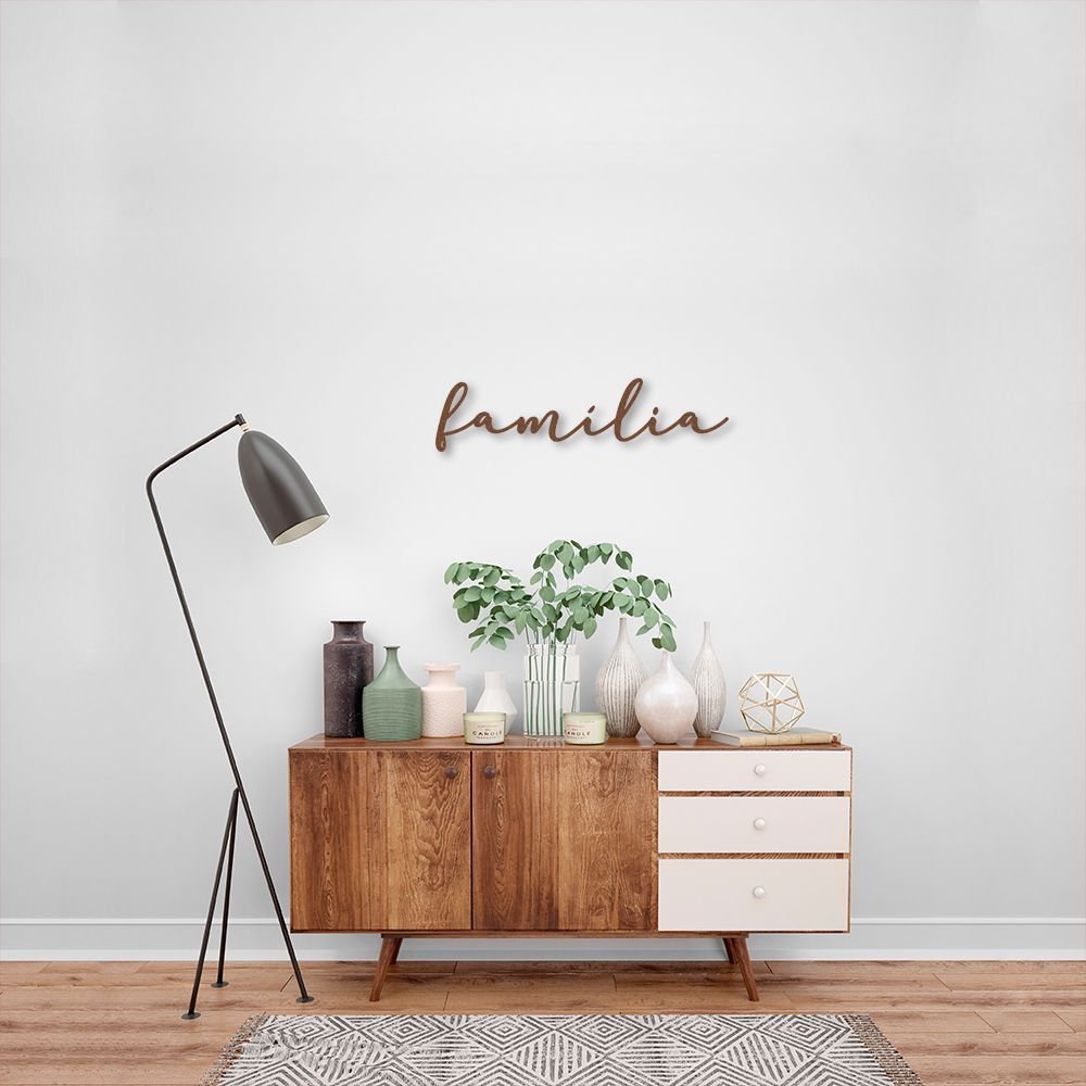 Palavra de Parede em Relevo Família 120x30 Marrom