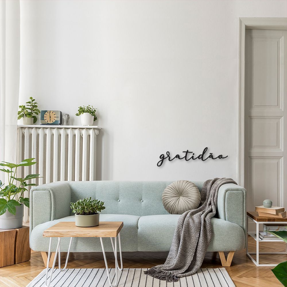 Palavra de Parede em Relevo Gratidão 30x8 Preto