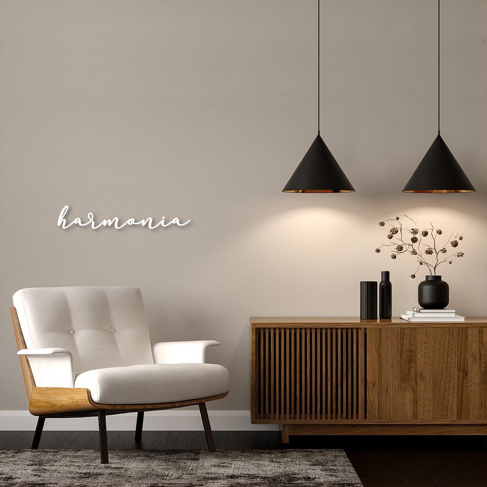 Palavra de Parede em Relevo Harmonia 60x10 Branco