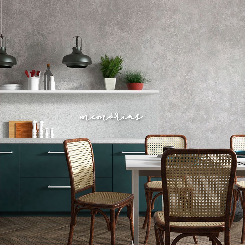 Palavra de Parede em Relevo Memórias 120x15 Branco
