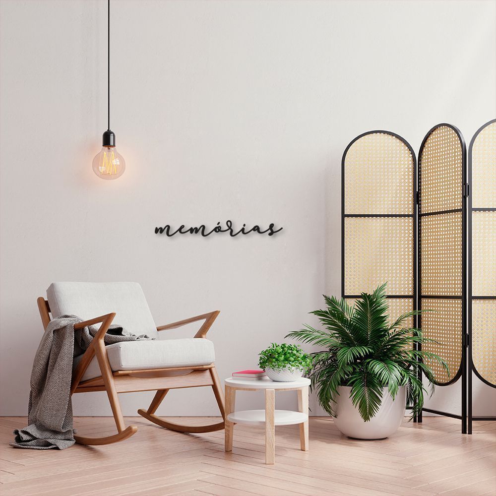 Palavra de Parede em Relevo Memórias 60x7 Preto