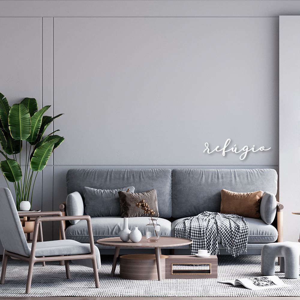 Palavra de Parede em Relevo Refúgio 60x18 Branco