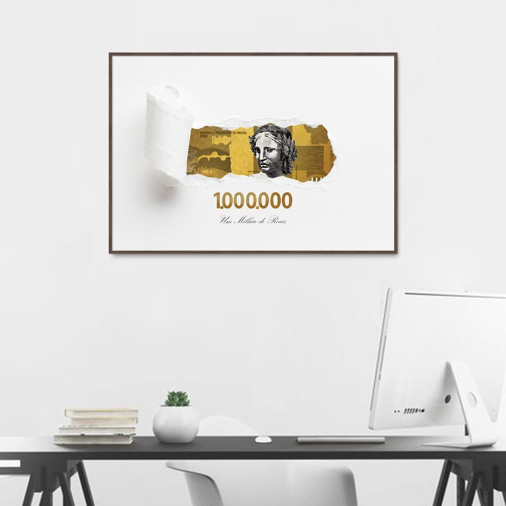 Quadro 1 Milhão de Reais Gold 100x70 Filete Marrom