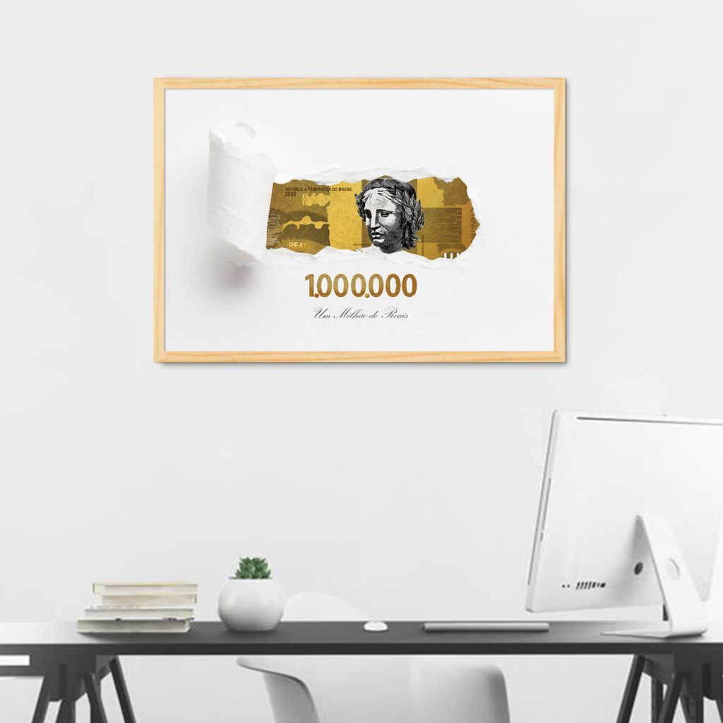 Quadro 1 Milhão de Reais Gold 43x30 Caixa Marfim