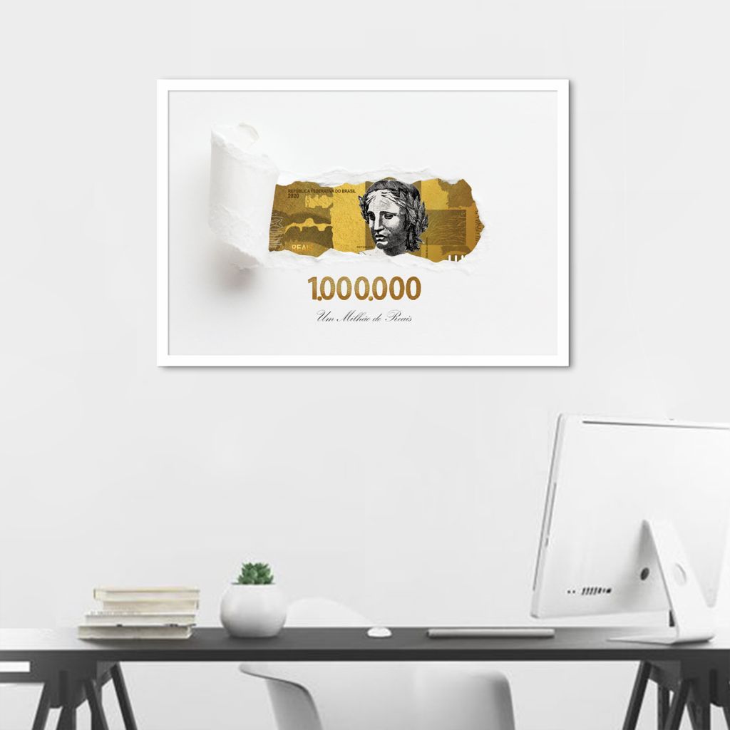 Quadro 1 Milhão de Reais Gold 43x30 Sem Moldura