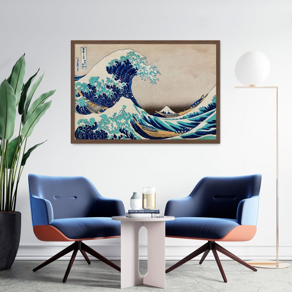 Quadro A Grande Onda de Kanagawa 100x70 Caixa Marrom