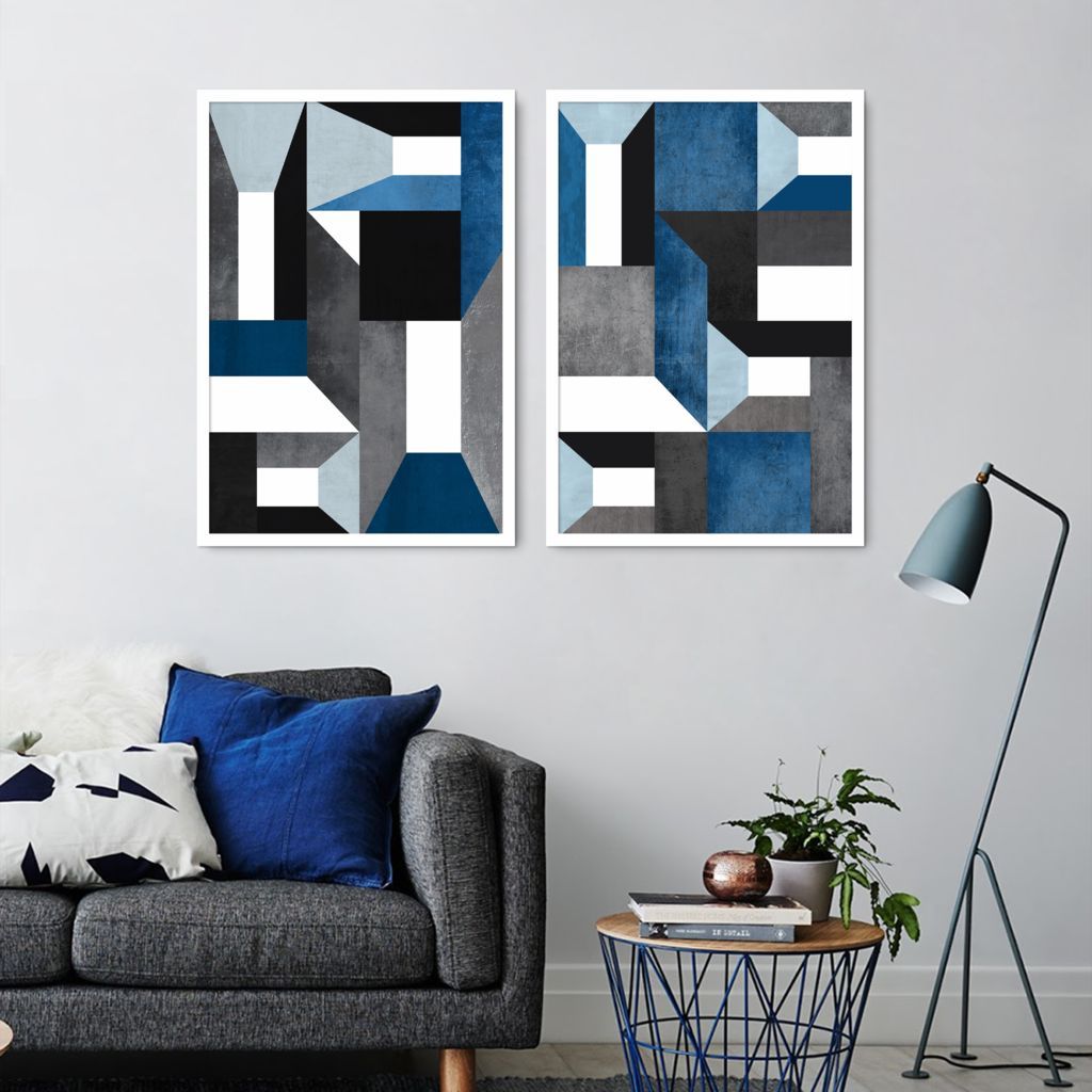 Quadro Abstração em Azul 142x100 2-100x70 Caixa Branco