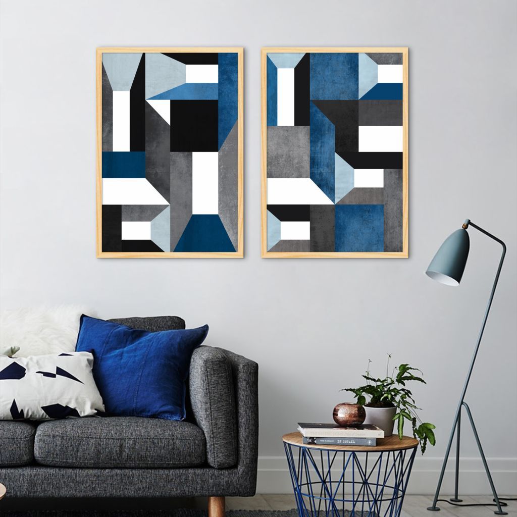 Quadro Abstração em Azul 142x100 2-100x70 Caixa Marfim