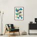 Quadro Abstrato Bauhaus Cores Frias 86x60 Caixa Marrom