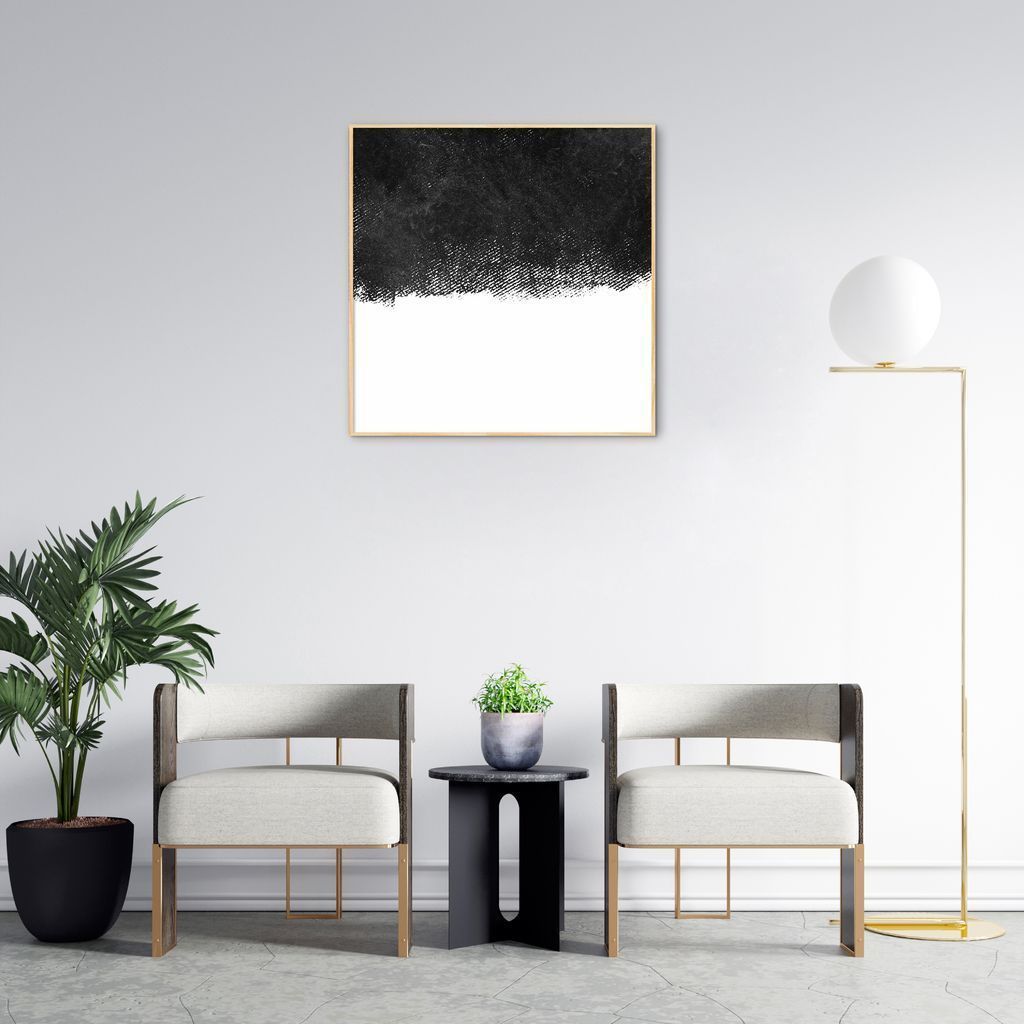 Quadro Abstrato Black Square 43x43 Filete Marfim
