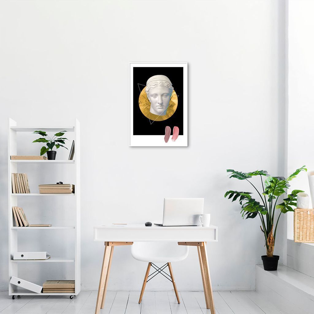 Quadro Abstrato Marble Head F 43x30 Filete Branco