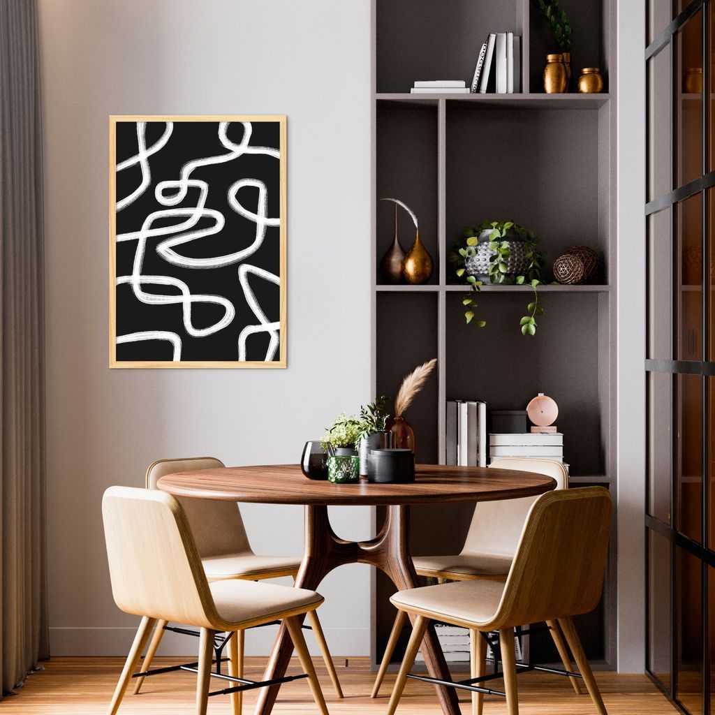 Quadro Abstrato White Brush Strokes 43x30 Caixa Marfim