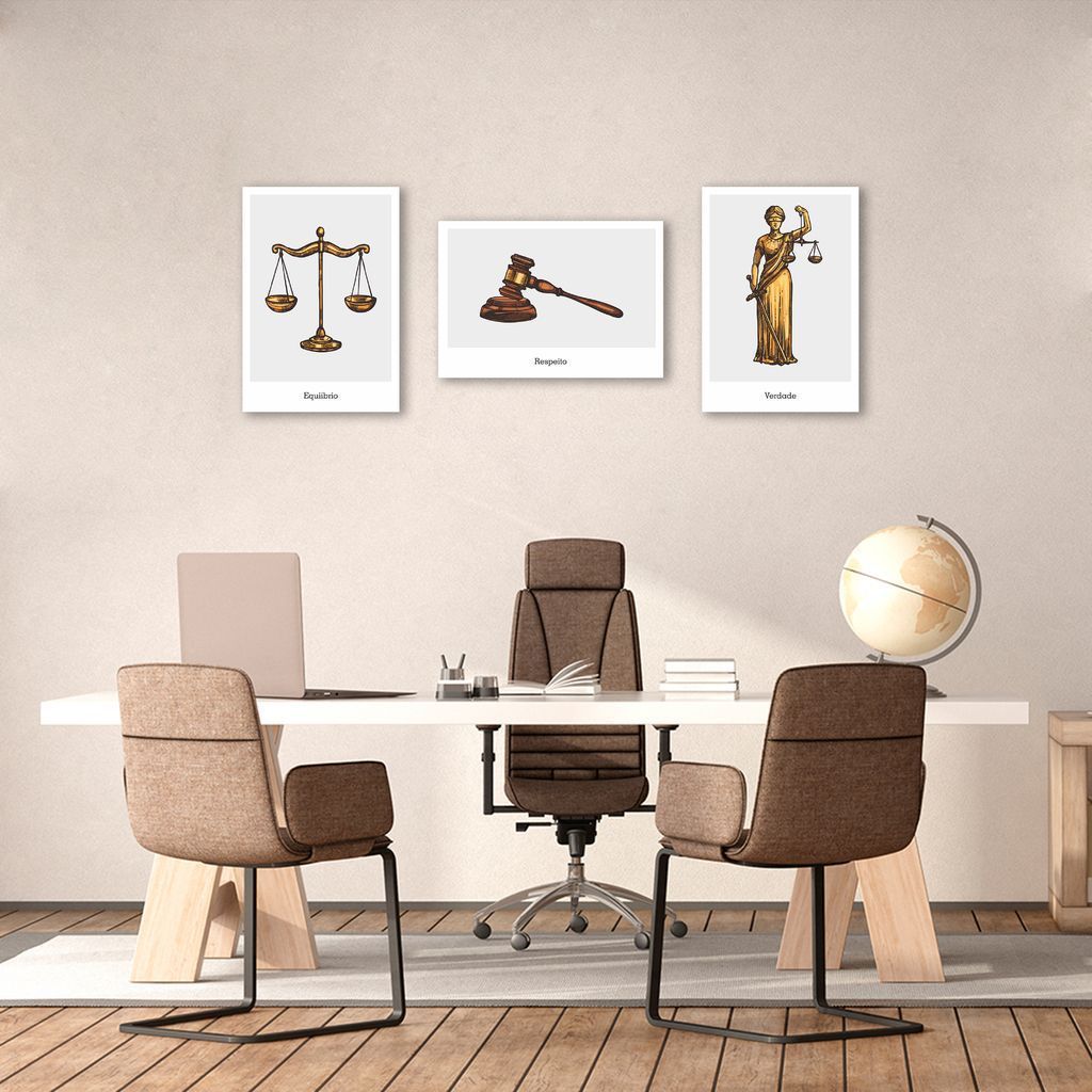 Quadro Advocacia Verdade Respeito e Equilíbrio 169x60 3-60x43 Sem Moldura