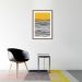 Quadro Amarelo Linhas Abstratas 100x70 Caixa Marrom