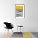 Quadro Amarelo Linhas Abstratas 43x30 Caixa Preto