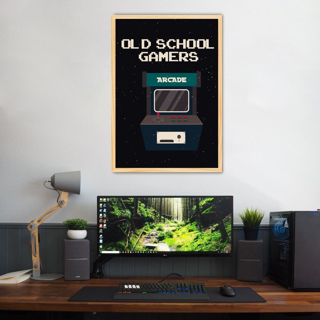 Quadro Arcade Old School Gamer 86x60 Caixa Marfim
