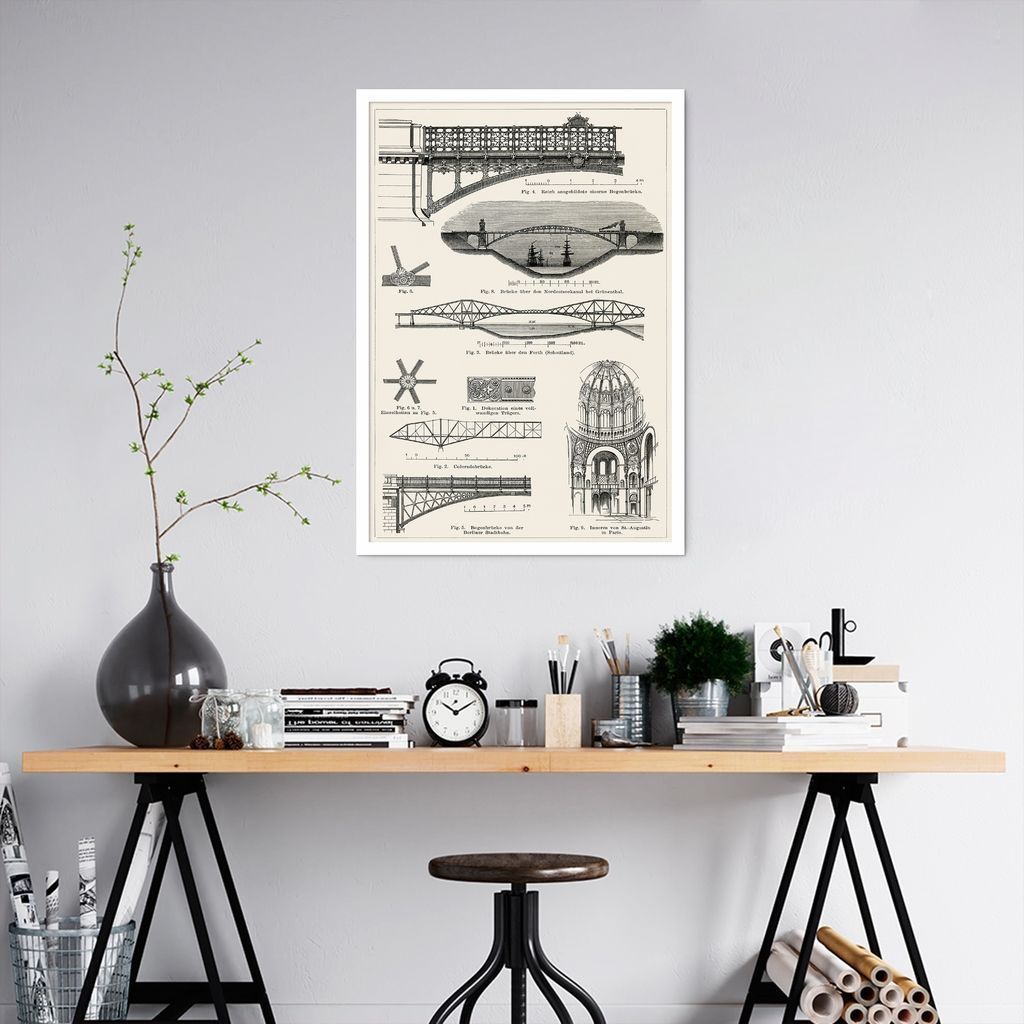 Quadro Arquitetura em Ferro de 1894 100x70 Caixa Branco