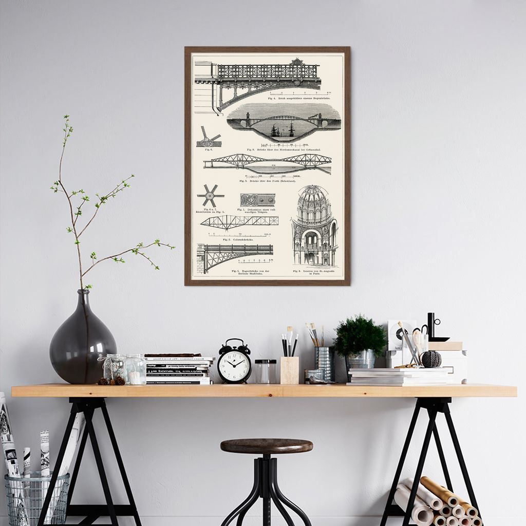 Quadro Arquitetura em Ferro de 1894 100x70 Caixa Marrom