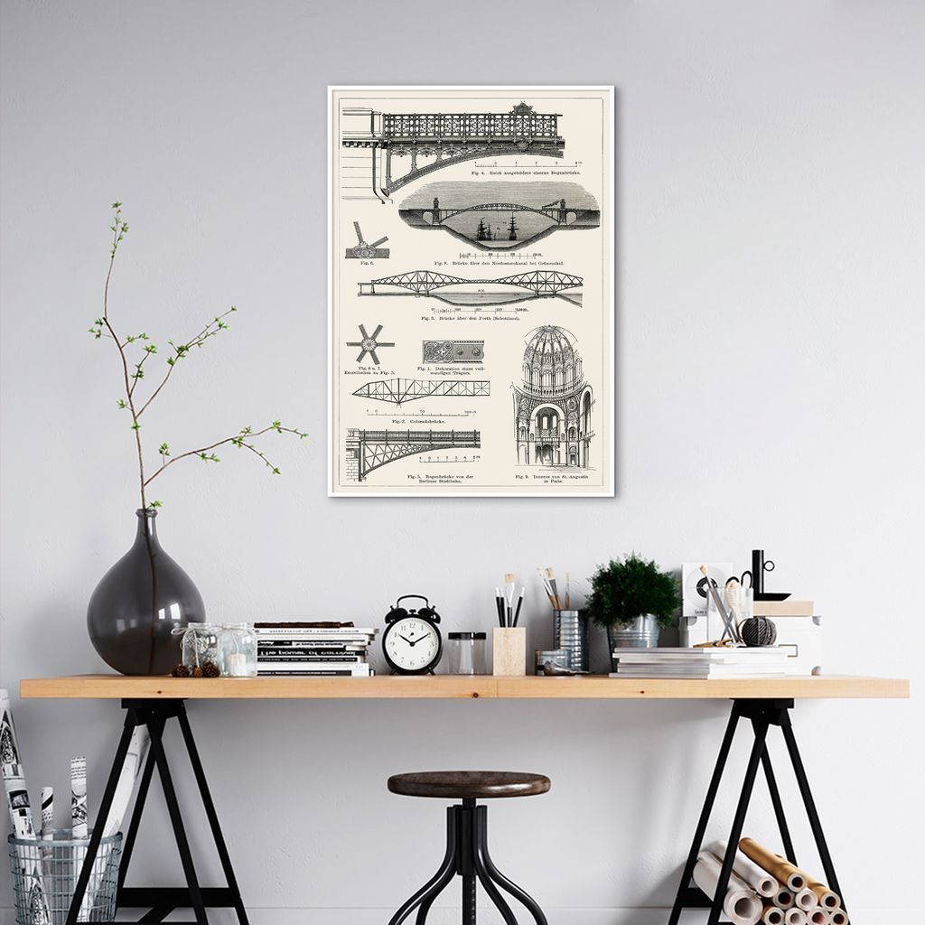 Quadro Arquitetura em Ferro de 1894 100x70 Filete Branco