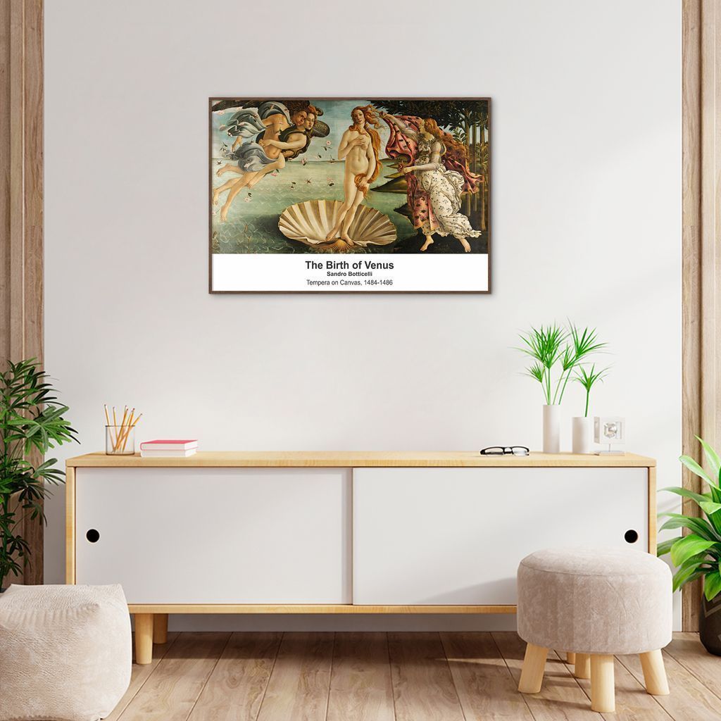 Quadro Art C The Birth of Venus 60x43 Filete Marrom