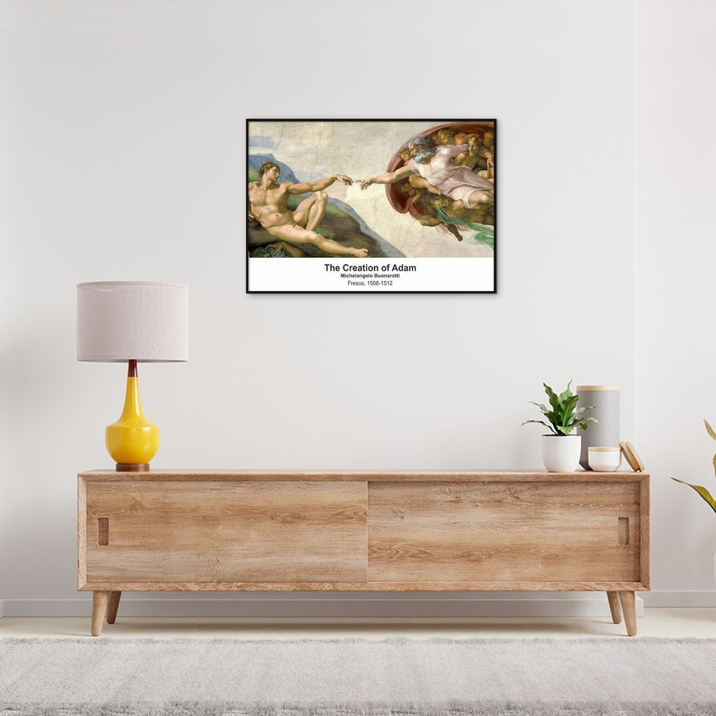 Quadro Art C The Creation of Adam 100x70 Filete Preto