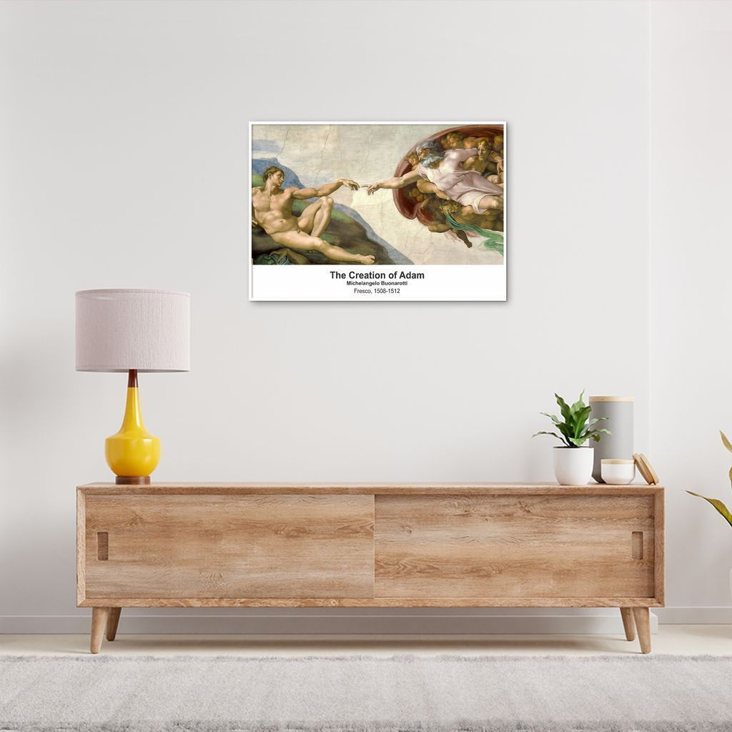 Quadro Art C The Creation of Adam 86x60 Filete Branco