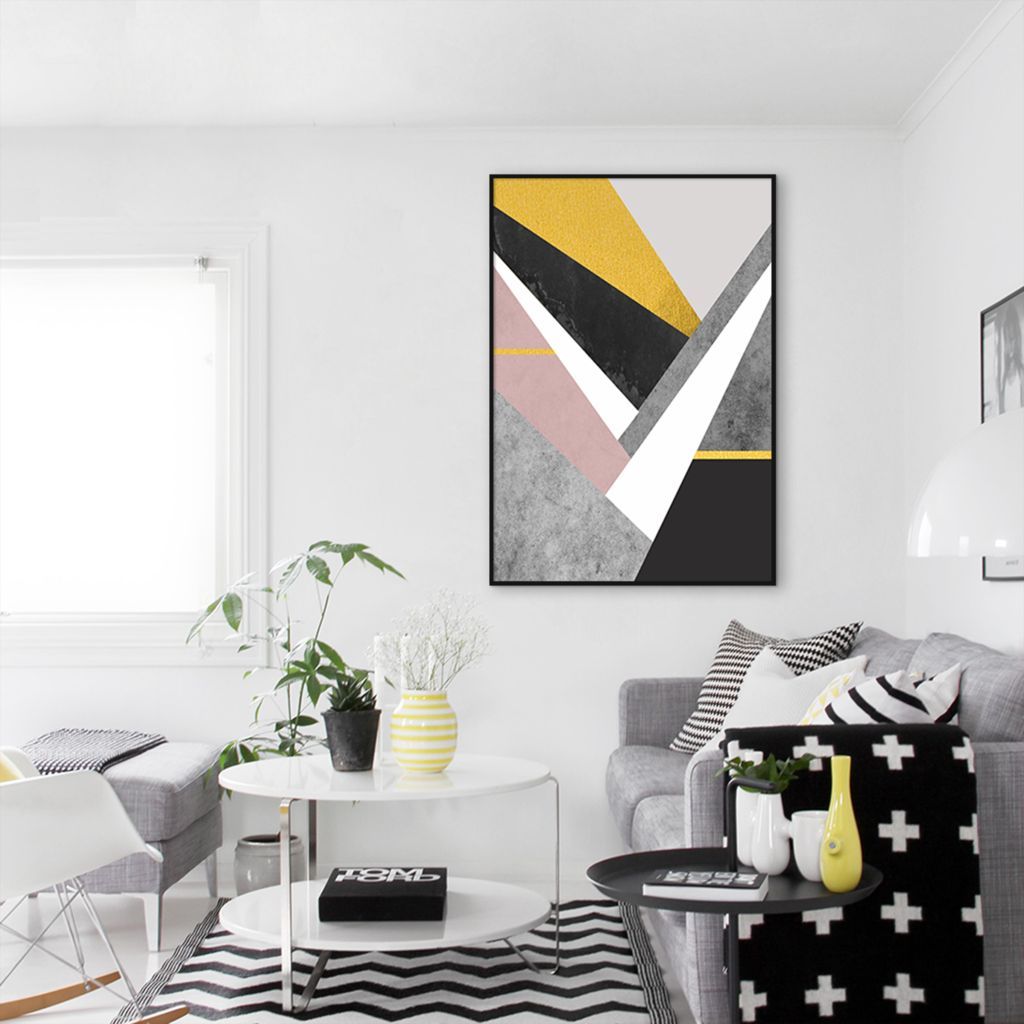 Quadro Arte em Estilhaços Gold 100x70 Filete Preto