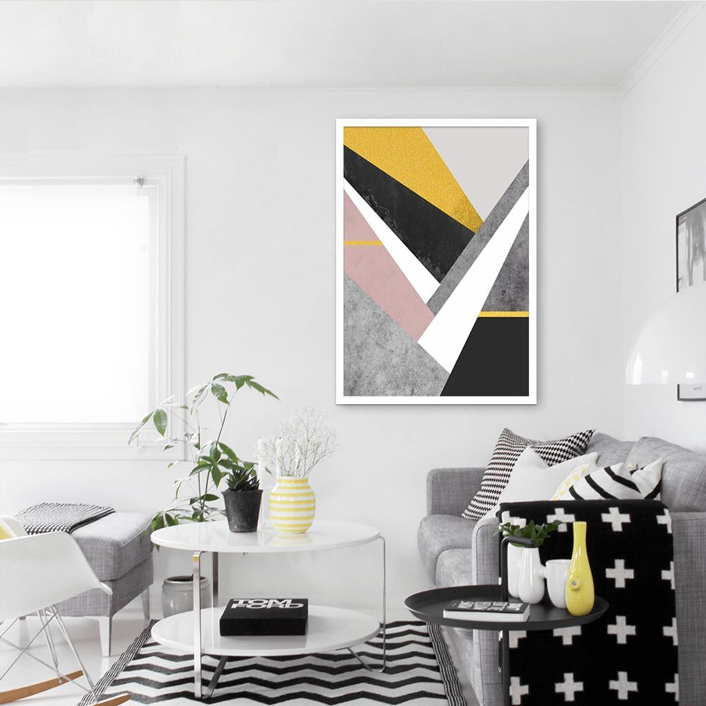 Quadro Arte em Estilhaços Gold 43x30 Caixa Branco