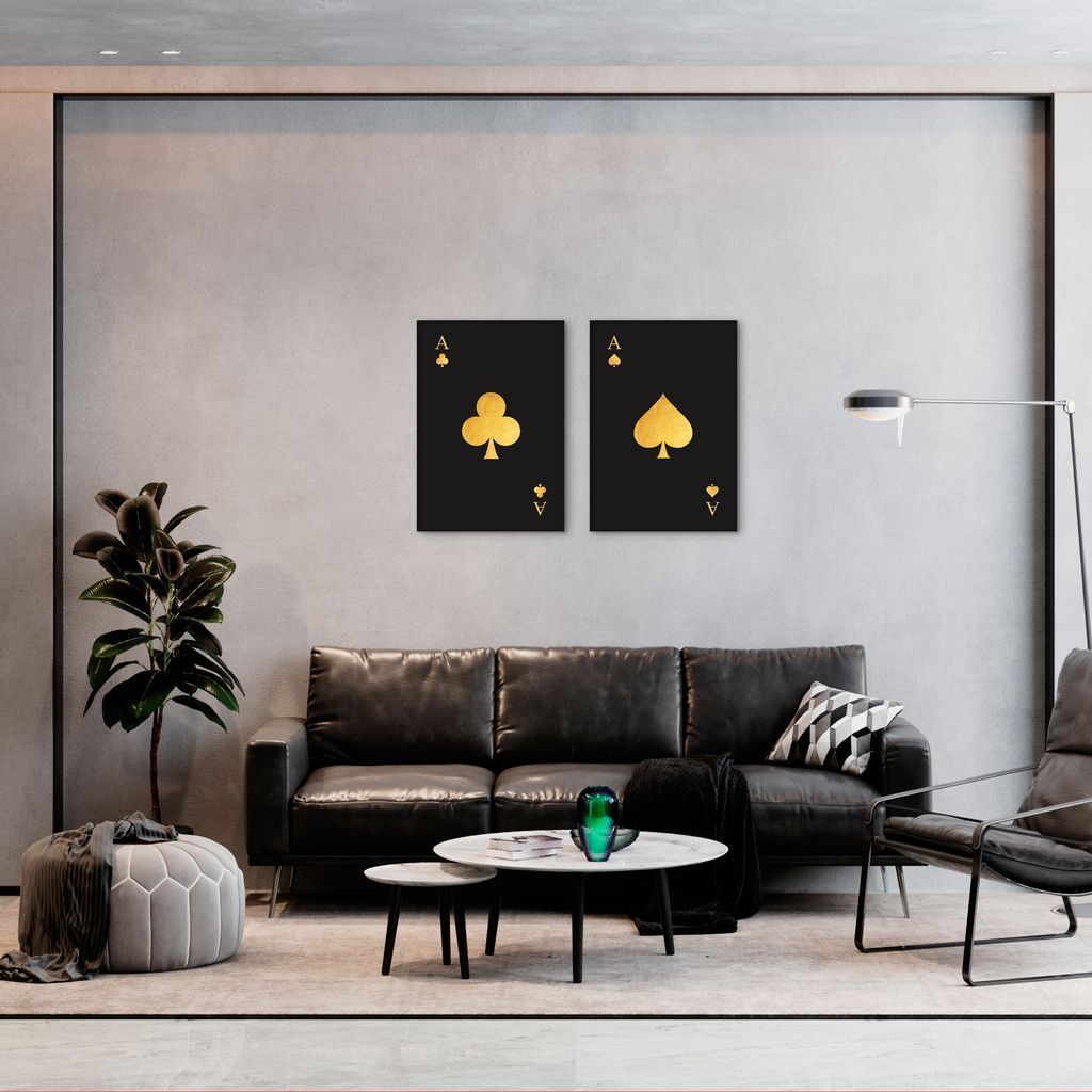 Quadro As Paus e Espada Gold 122x86 2-86x60 Filete Preto