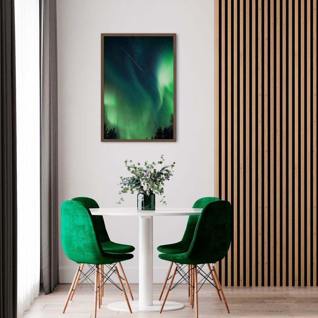 Quadro Aurora Boreal Finlândia 100x70 Caixa Marrom