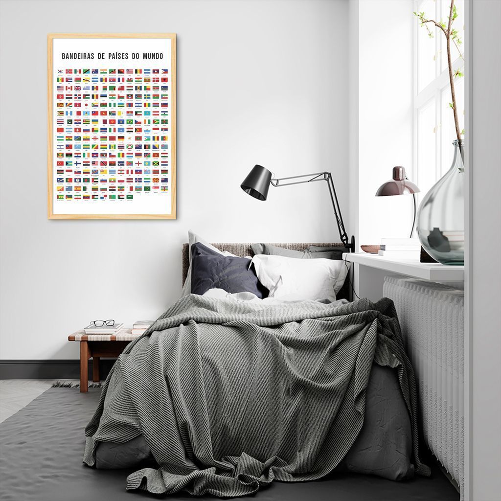 Quadro Bandeiras de Países do Mundo 100x70 Caixa Marfim
