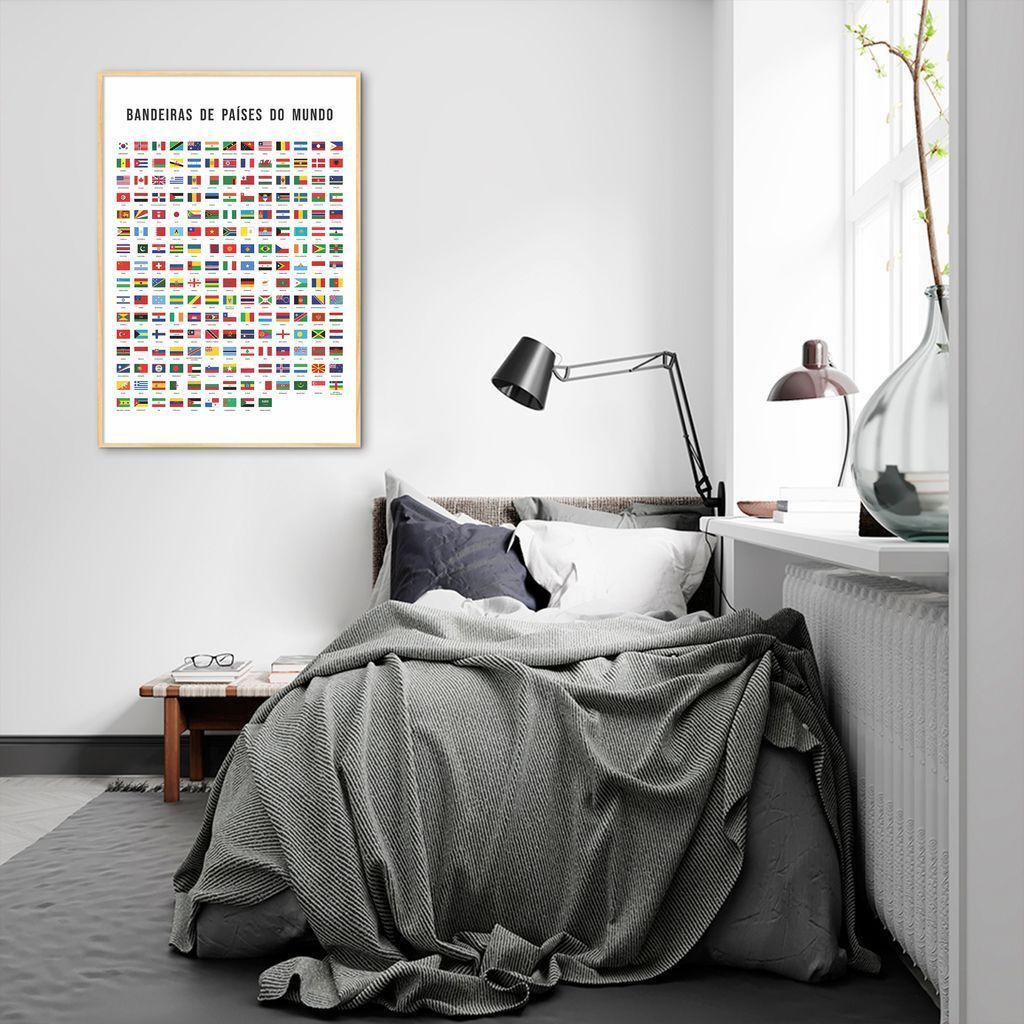 Quadro Bandeiras de Países do Mundo 60x43 Filete Marfim