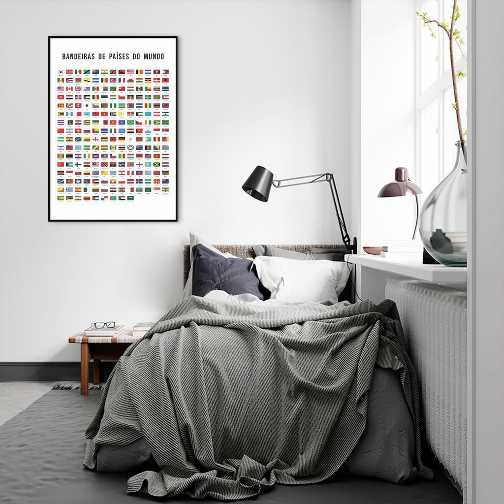 Quadro Bandeiras de Países do Mundo 60x43 Filete Preto