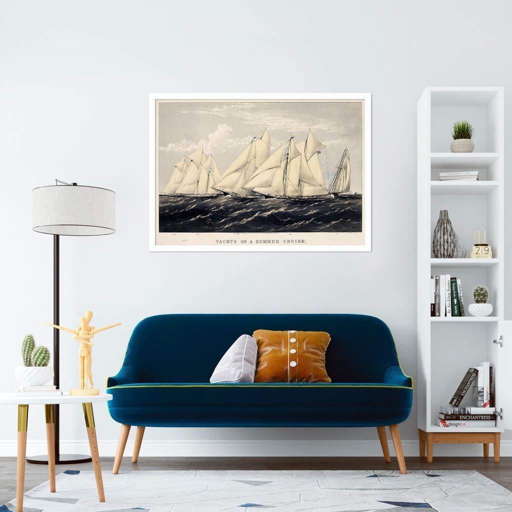 Quadro Barcos em Navegação 86x60 Caixa Branco
