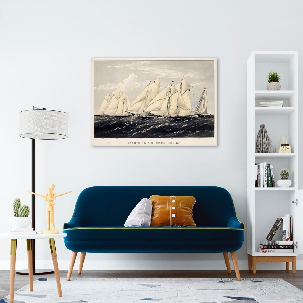 Quadro Barcos em Navegação 86x60 Sem Moldura