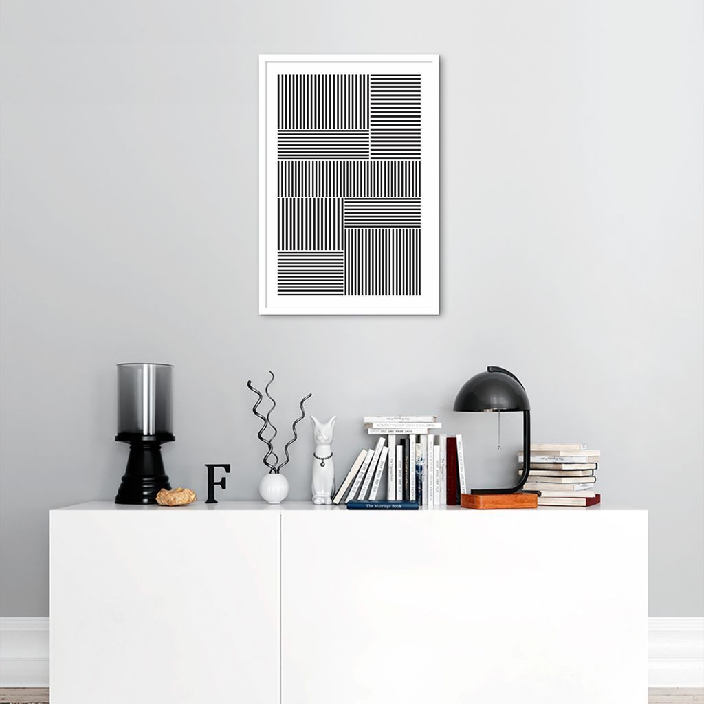 Quadro Barras Minimalistas 43x30 Caixa Branco