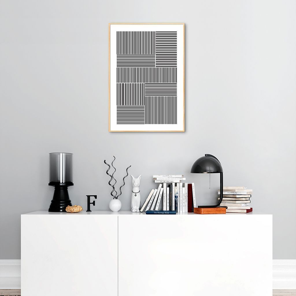 Quadro Barras Minimalistas 43x30 Filete Marfim