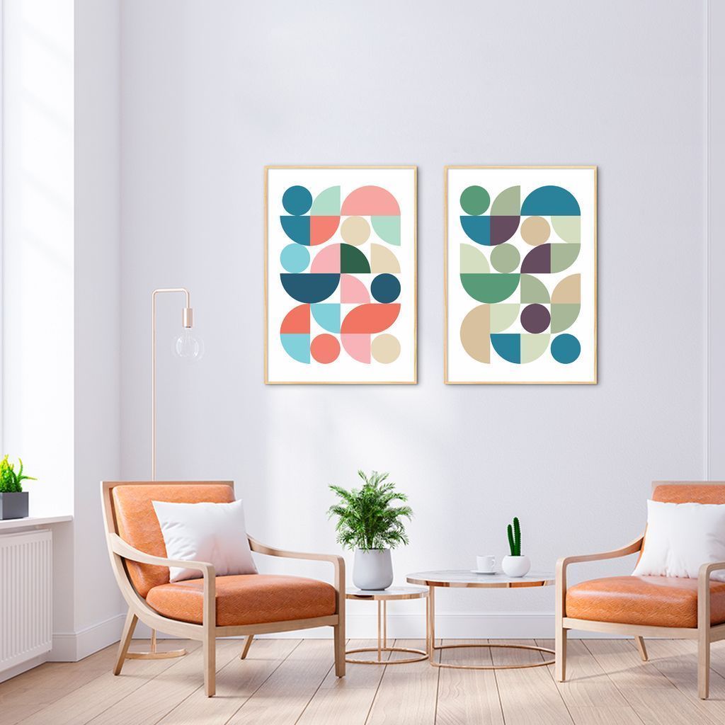 Quadro Bauhaus Colors 88x60 2-60x43 Filete Marrom