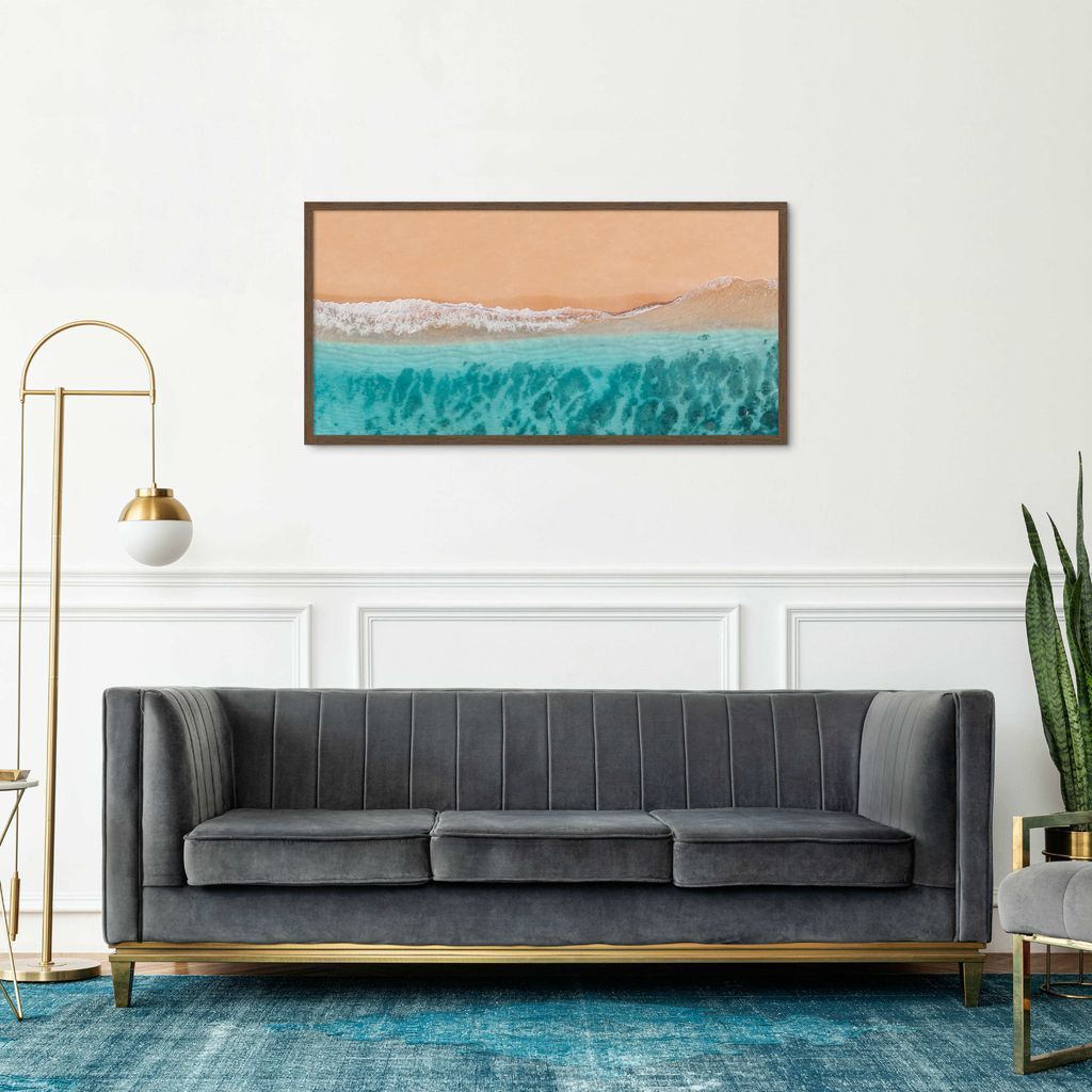 Quadro Beira Mar Caribe 100x50 Caixa Marrom