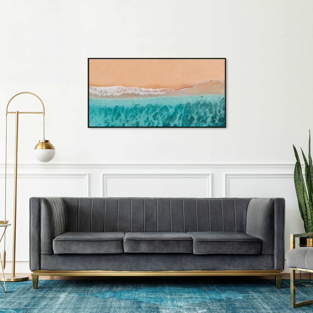 Quadro Beira Mar Caribe 100x50 Filete Preto