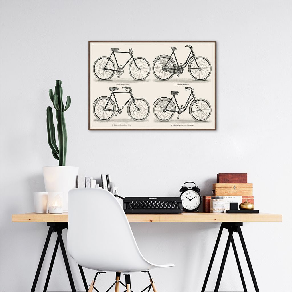 Quadro Bicicletas Alemãs 1894 43x30 Filete Marrom