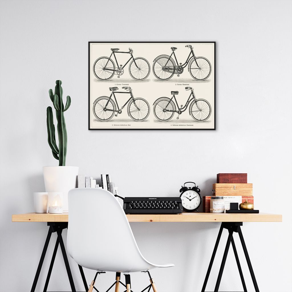 Quadro Bicicletas Alemãs 1894 43x30 Filete Preto