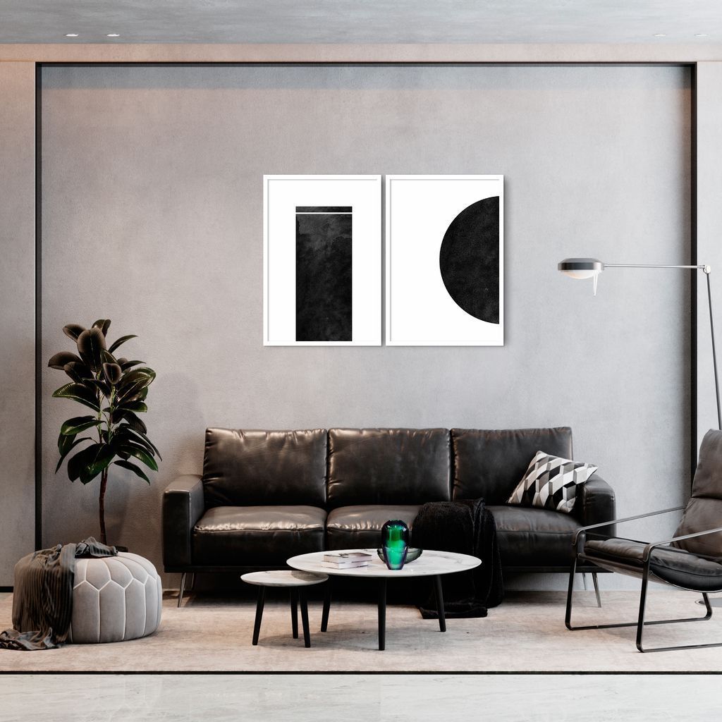 Quadro Black Minimalist 122x86 2-86x60 Caixa Branco