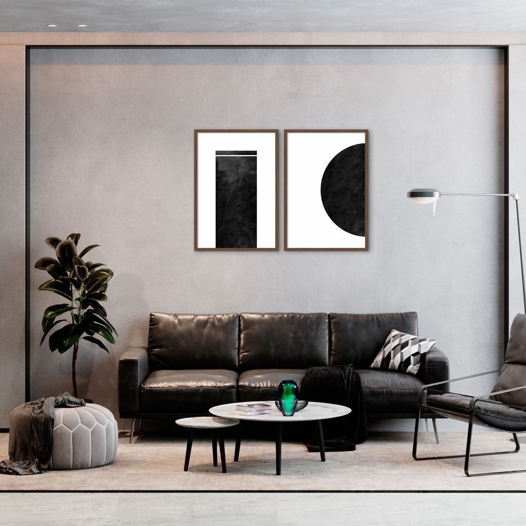 Quadro Black Minimalist 122x86 2-86x60 Caixa Marrom