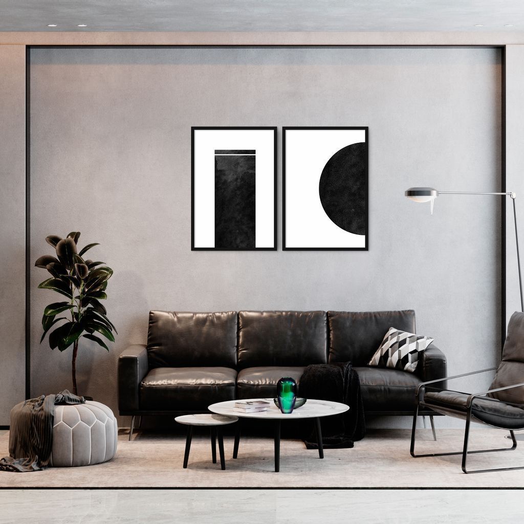 Quadro Black Minimalist 122x86 2-86x60 Caixa Preto