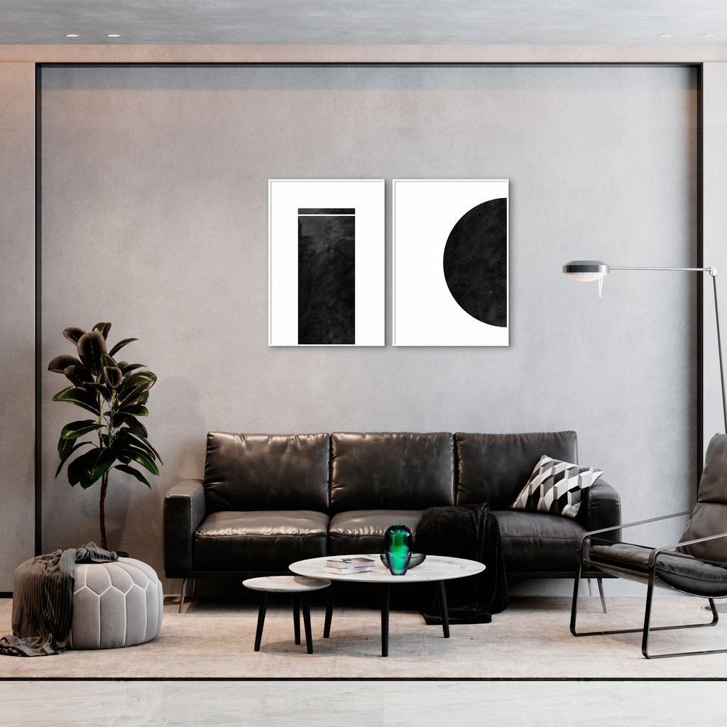 Quadro Black Minimalist 122x86 2-86x60 Filete Branco