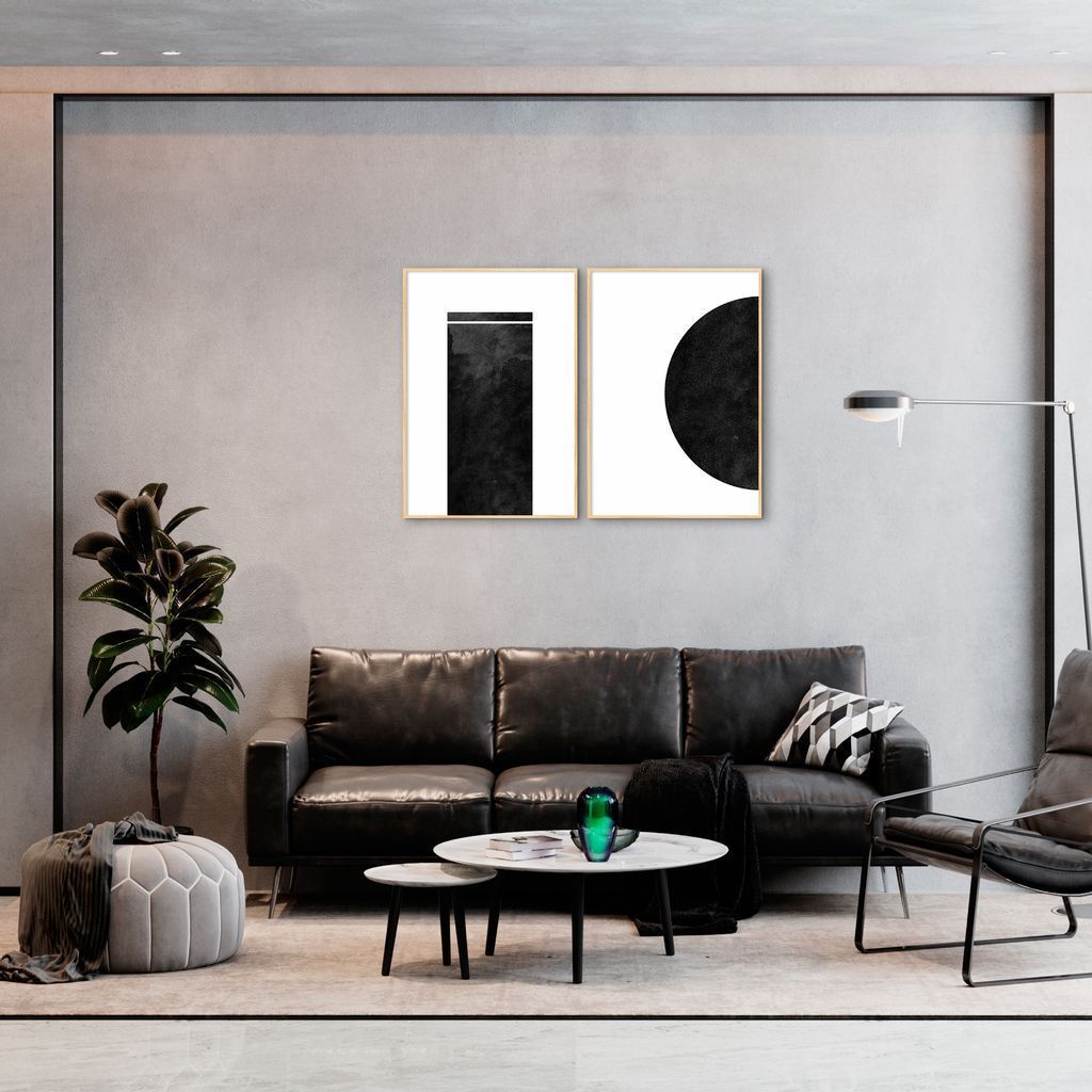 Quadro Black Minimalist 122x86 2-86x60 Filete Marfim
