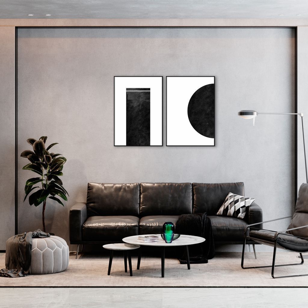Quadro Black Minimalist 122x86 2-86x60 Filete Preto