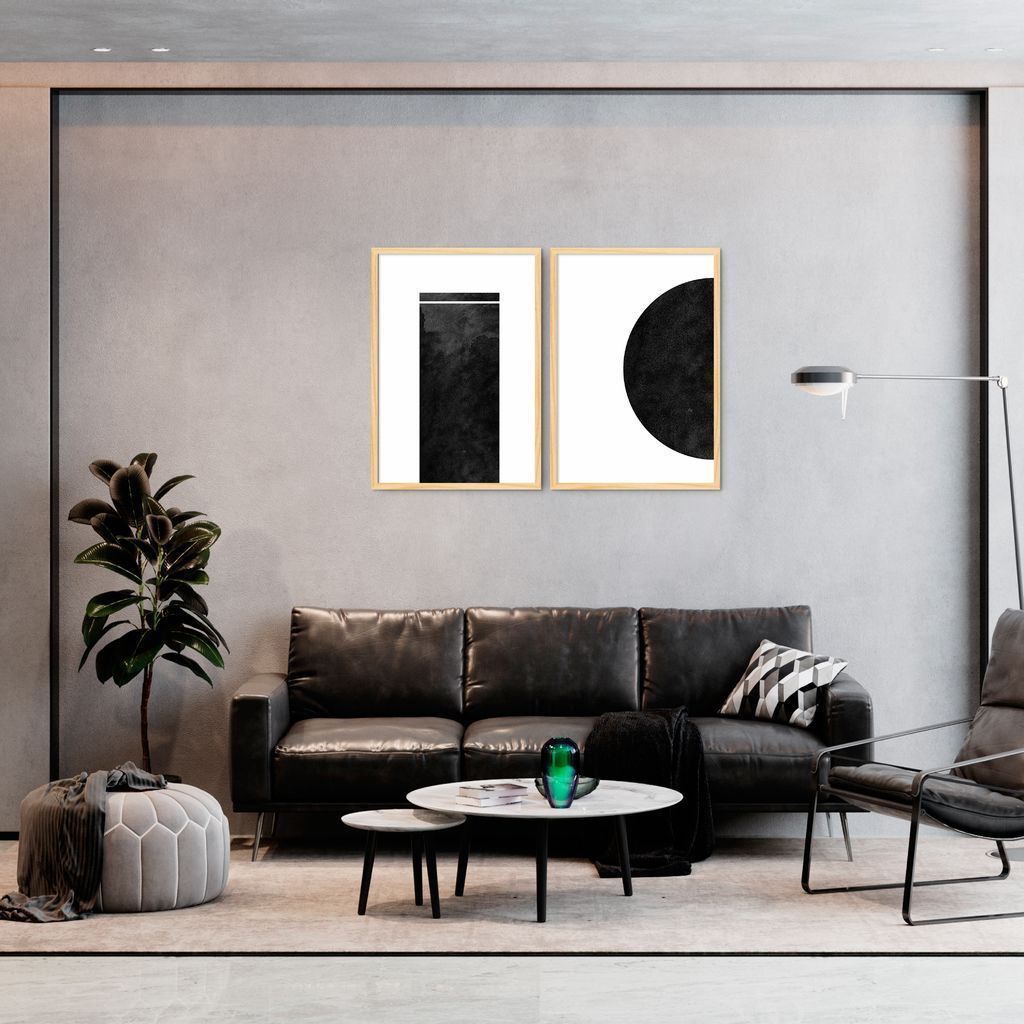 Quadro Black Minimalist 88x60 2-60x43 Caixa Marfim