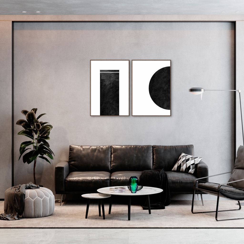 Quadro Black Minimalist 88x60 2-60x43 Filete Marrom